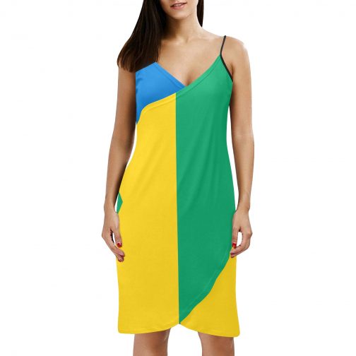 St. Vincent and the Grenadines Flag Spaghetti Strap Backless Beach Dress