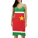 Guadeloupe Flag Spaghetti Strap Backless Beach Dress