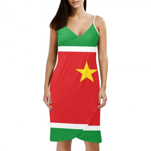 Guadeloupe Flag Spaghetti Strap Backless Beach Dress