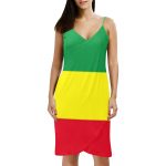 Rasta Flag Flag Spaghetti Strap Backless Beach Dress