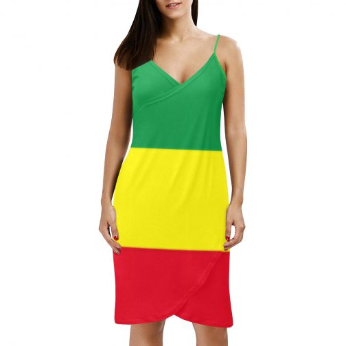 Rasta Flag Flag Spaghetti Strap Backless Beach Dress