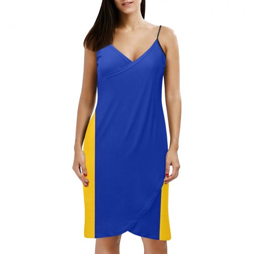 Barbados Flag Spaghetti Strap Backless Beach Dress