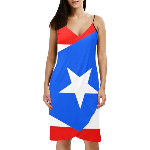 Puerto Rico Flag Spaghetti Strap Backless Beach Dress