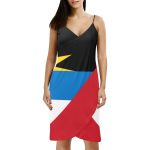 Antigua and Barbuda Flag Spaghetti Strap Backless Beach Dress