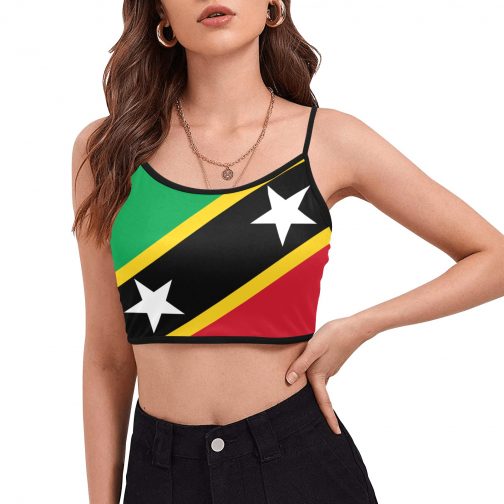 St. Kitts and nevis flag Women's Spaghetti Strap Crop