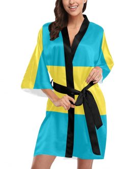 Caribbean Island Flag Women's Short Kimono Robe - Guyana, Trinidad & Tobago, Haiti